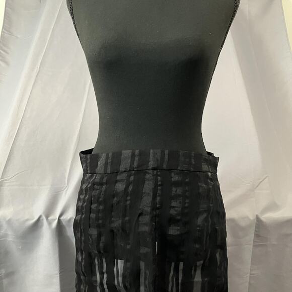 Zara Skirt Womens Medium Black Sheer Striped Maxi Semi-Formal High Waist Layered - Picture 1 of 12
